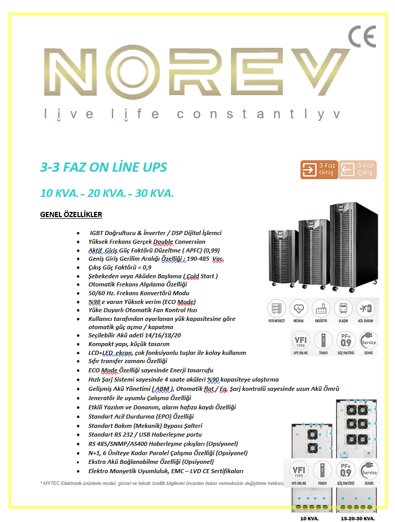 MYON SERİSİ 3-3 10-20-30 KVA